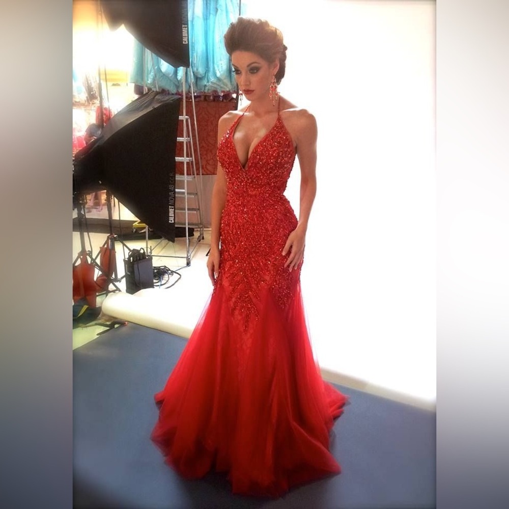 Mac Duggal Fiery Red Prom Dress
